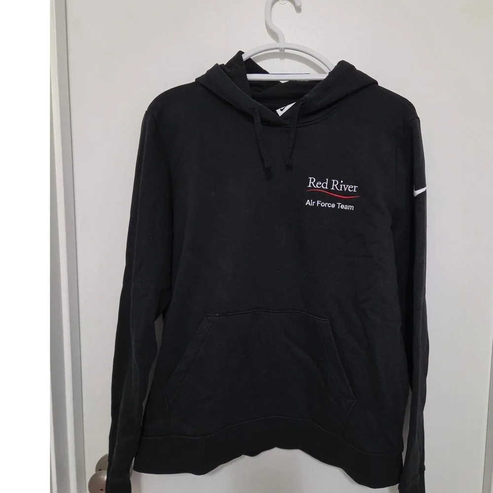 Nike Red River Air Force Team Hoodie Black Pullover Sweatshirt Womens Large - Picture 1 of 6